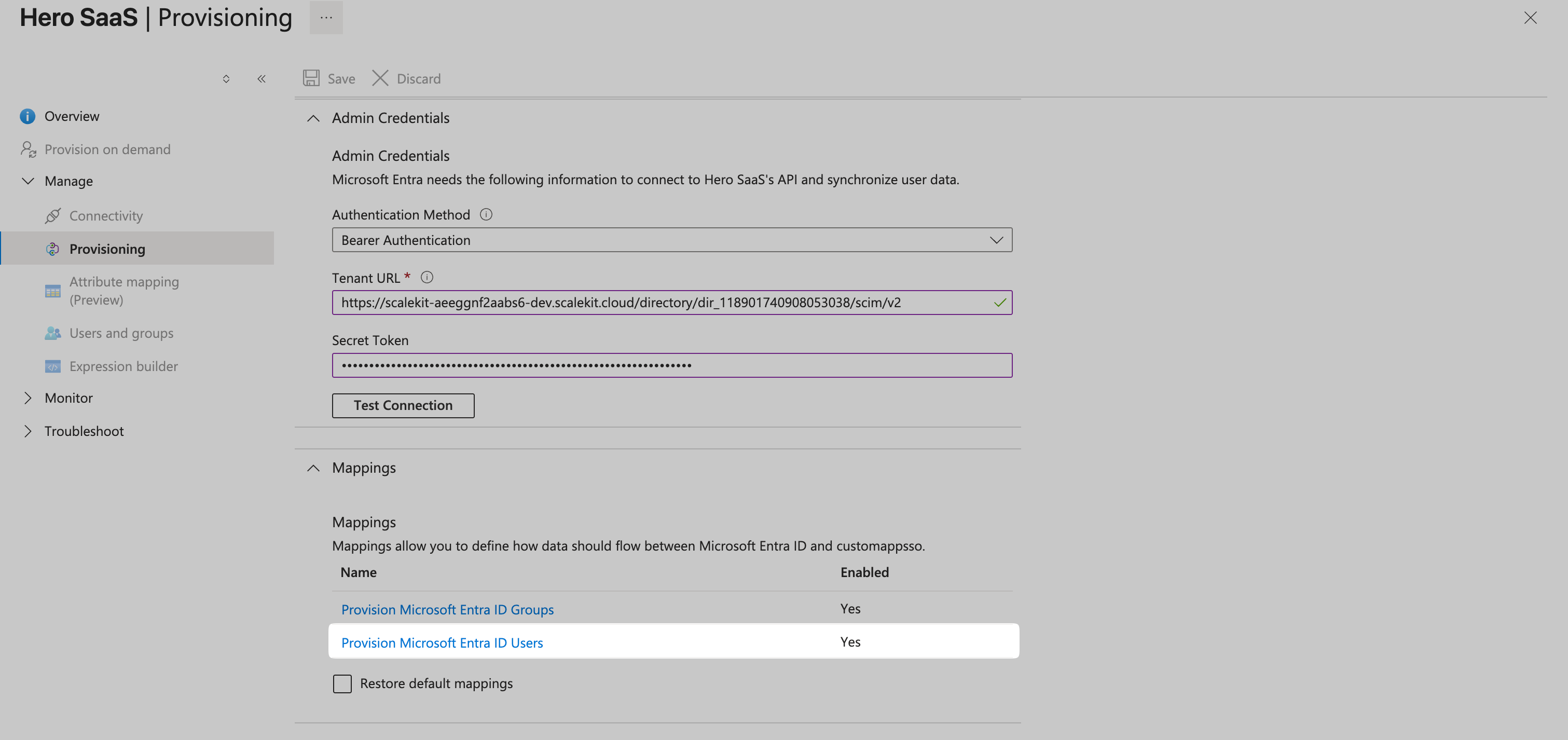 Making sure the "Provision Microsoft Entra ID Users" is enabled.