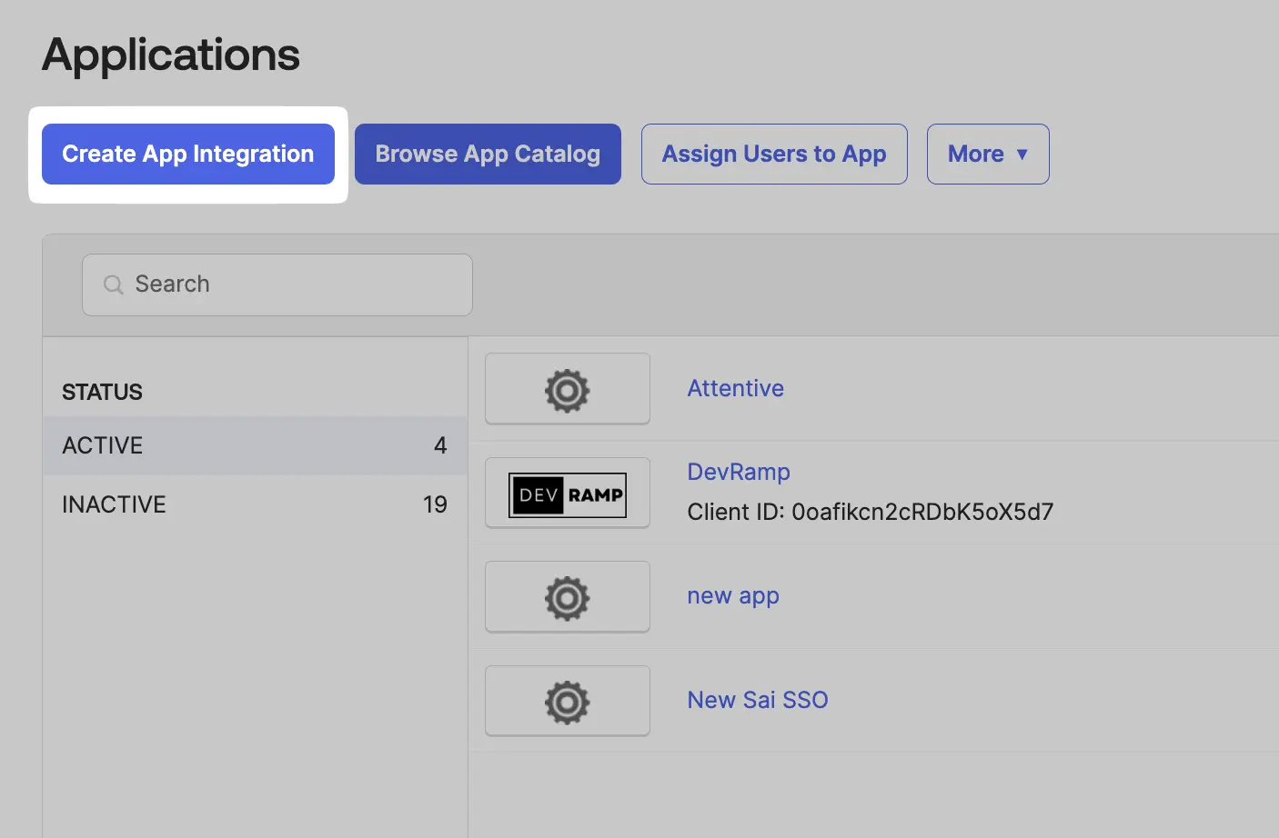 Create a new app integration in Okta