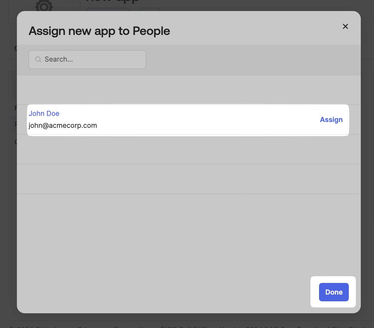 Assign specific individuals or groups to app