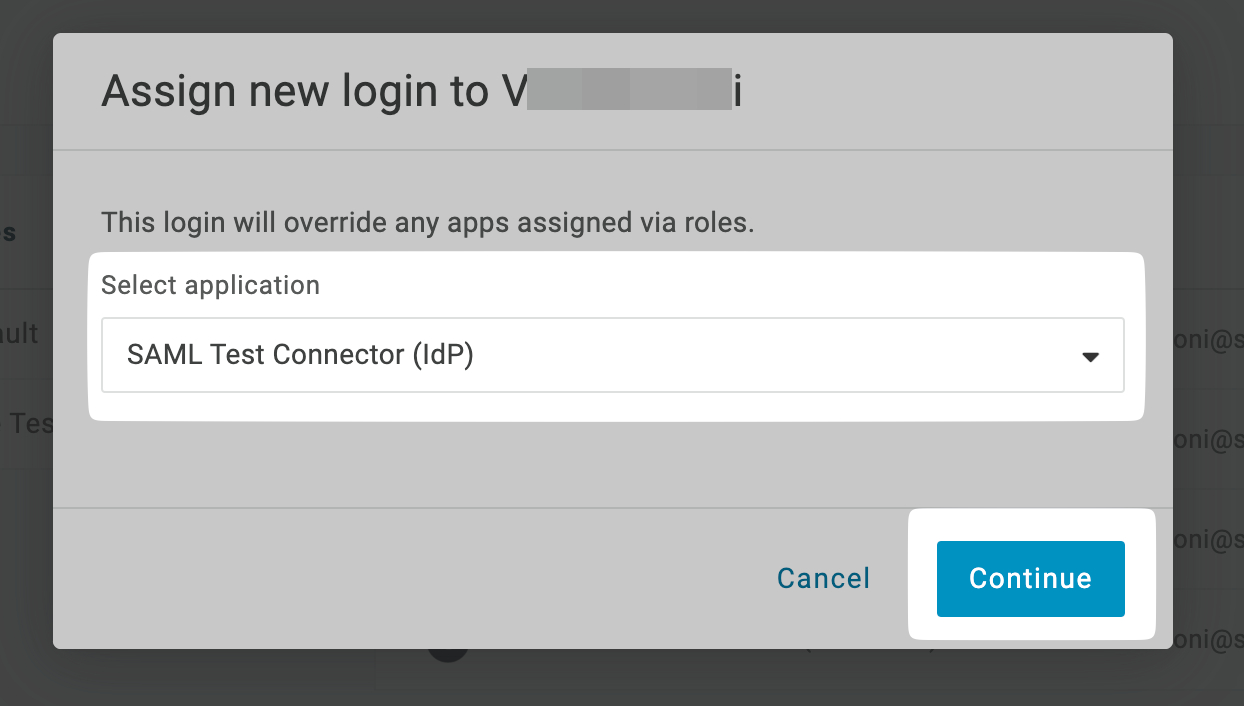 Select application from drop-down