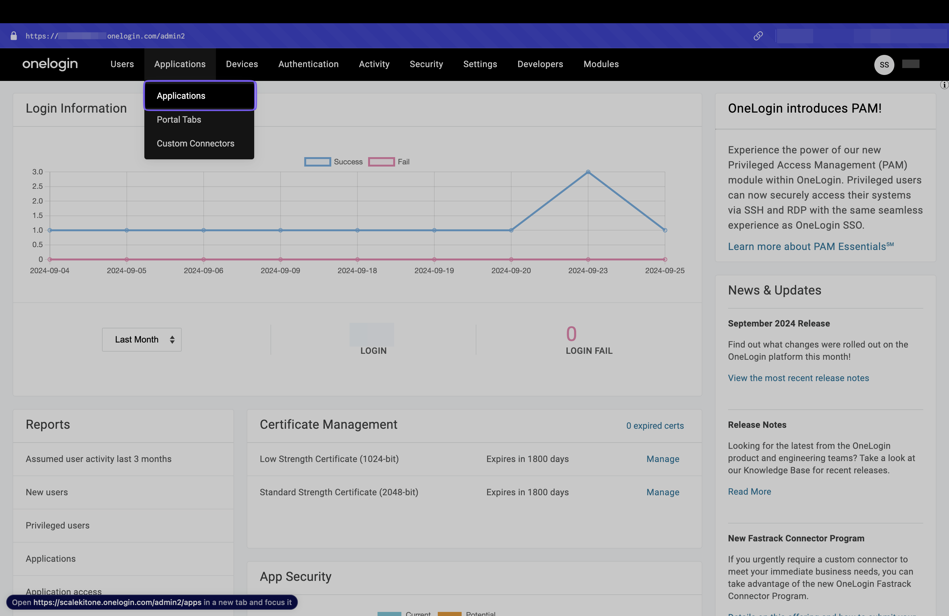 OneLogin Administration Applications