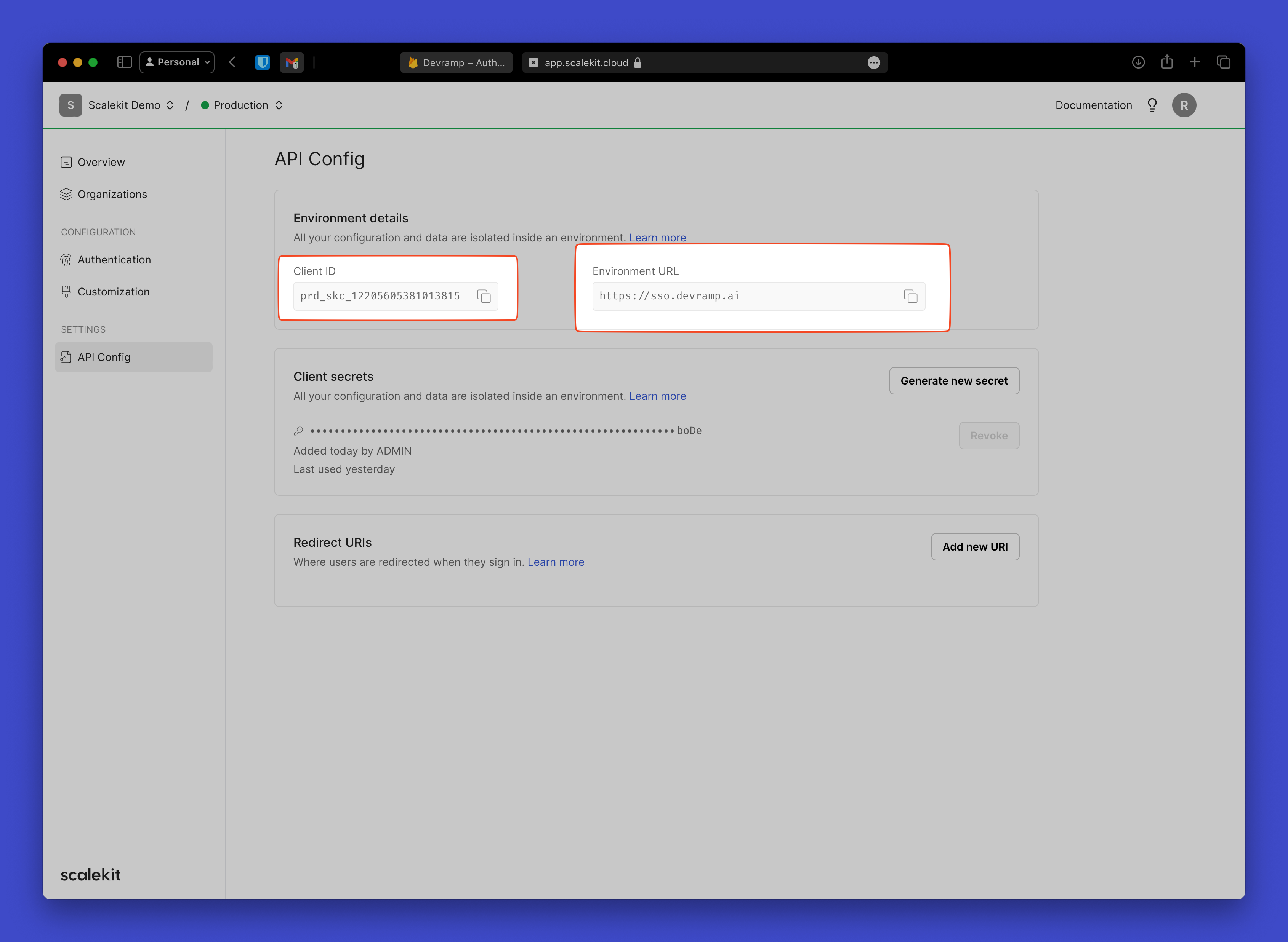 Scalekit API Configuration