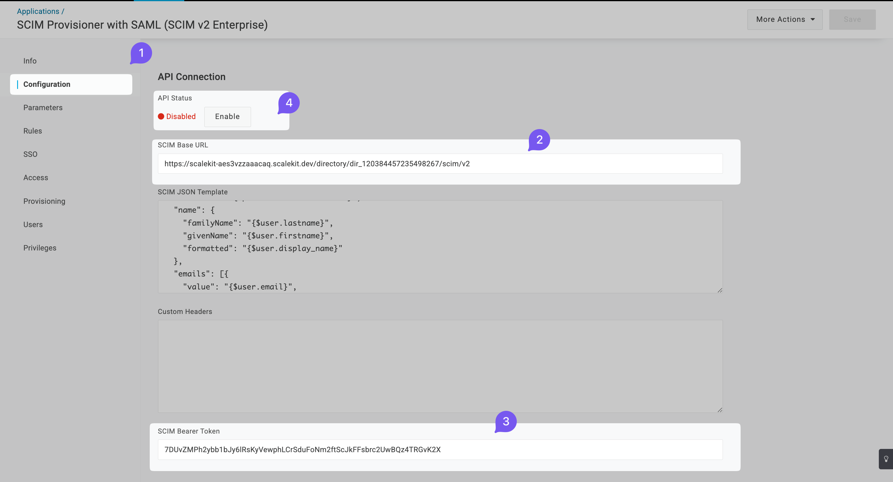 Configure credentials in the OneLogin dashboard.