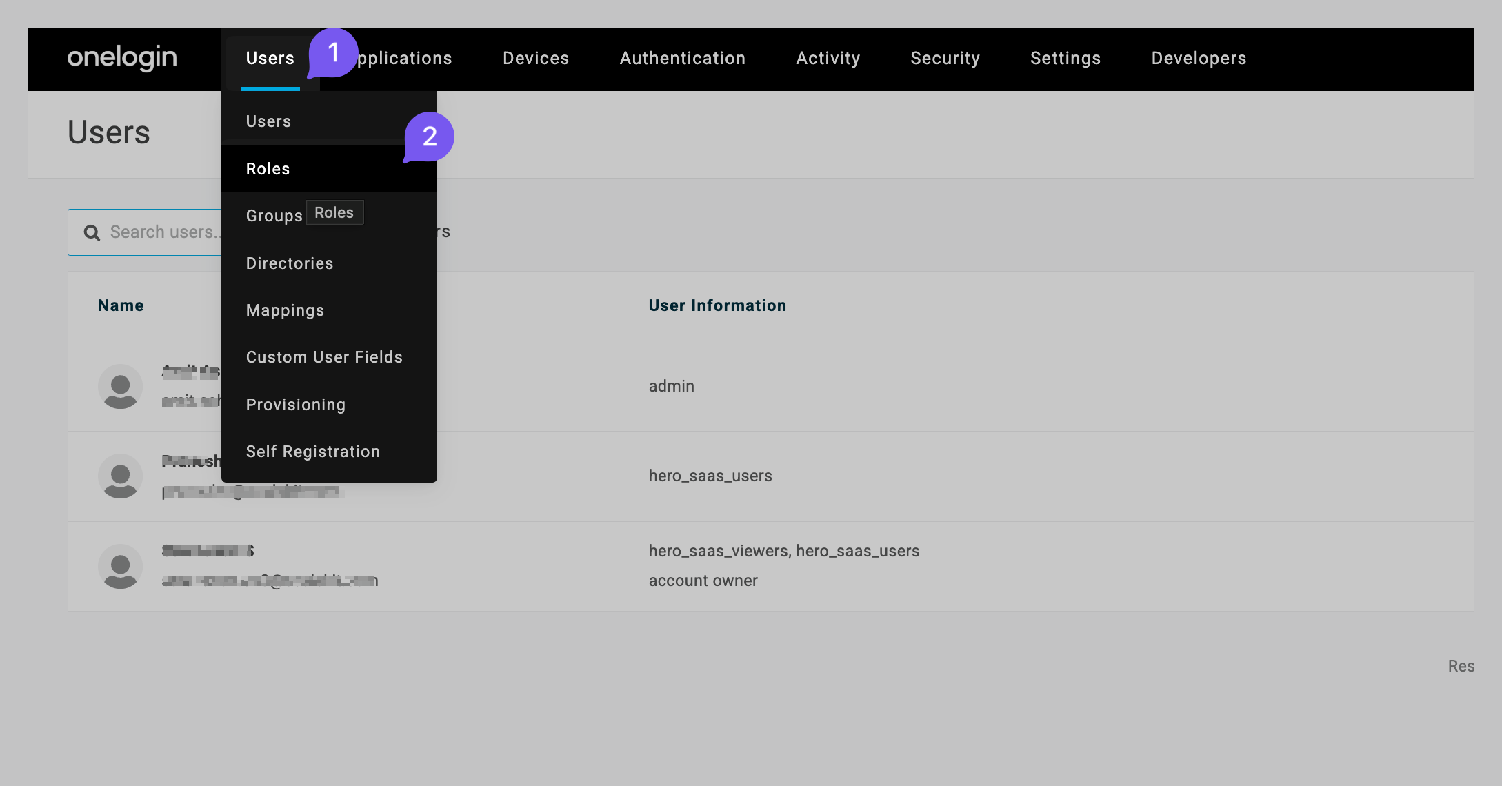 Navigate to roles tab.