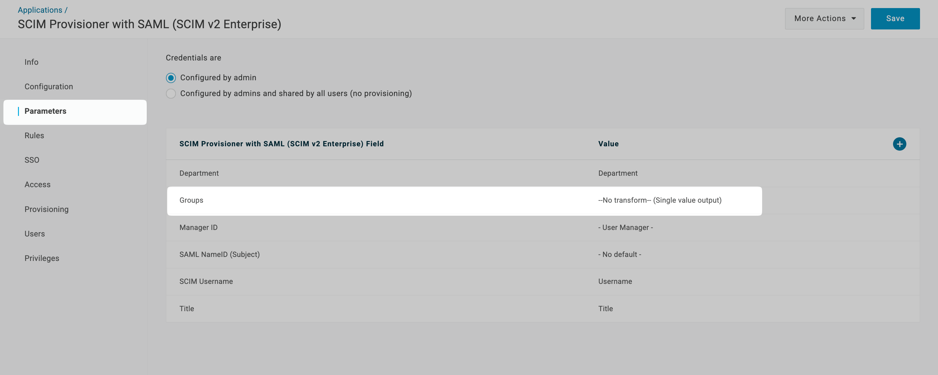 Navigate to parameters tab and then select groups row.