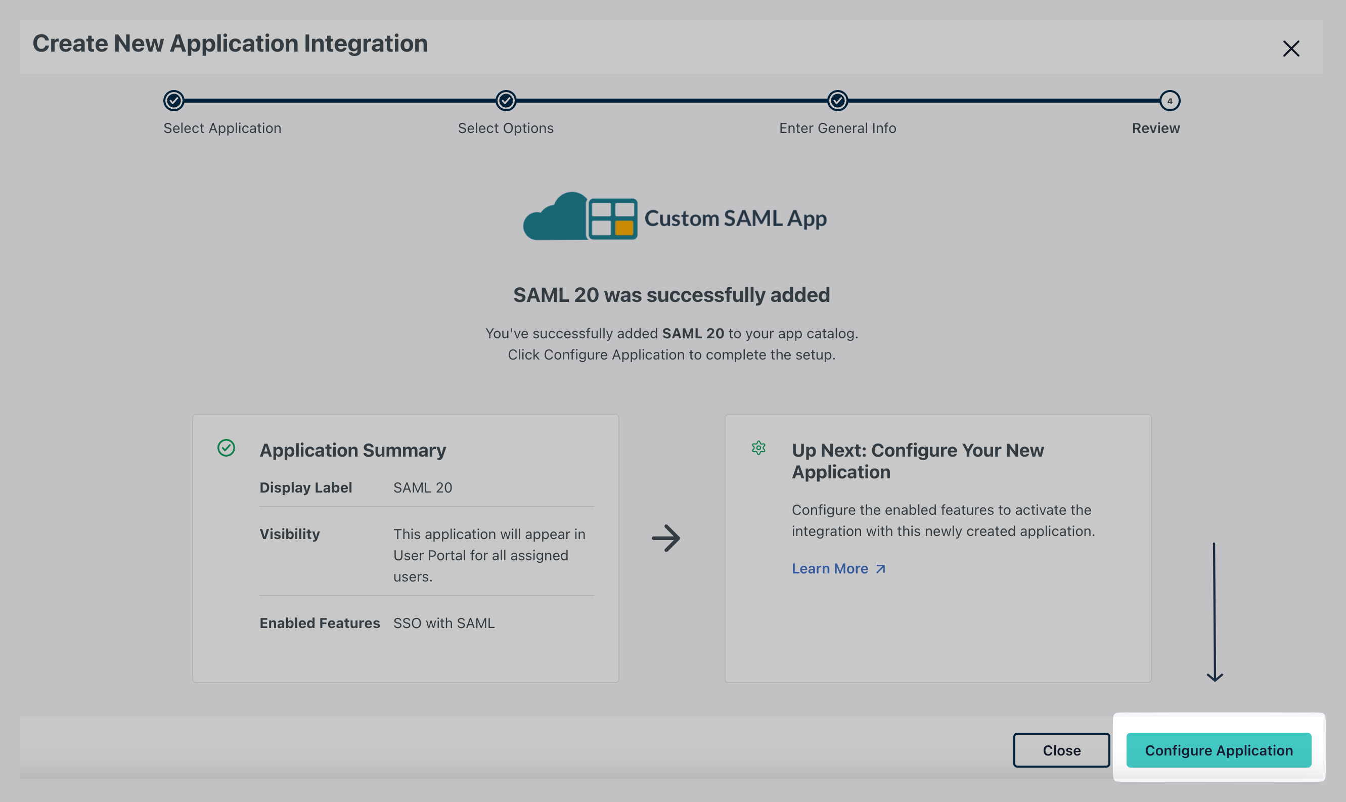 Click on Configure application