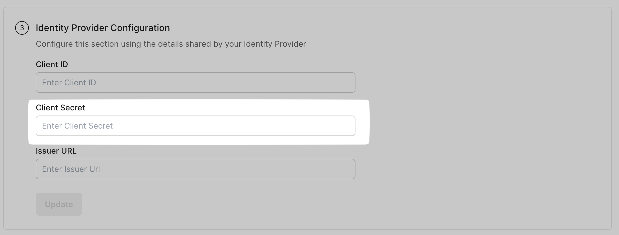 Enter copied Client Secret in the SSO Configuration Portal