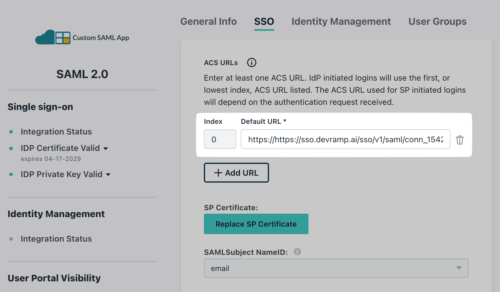 Paste it under Default URL on JumpCloud Portal