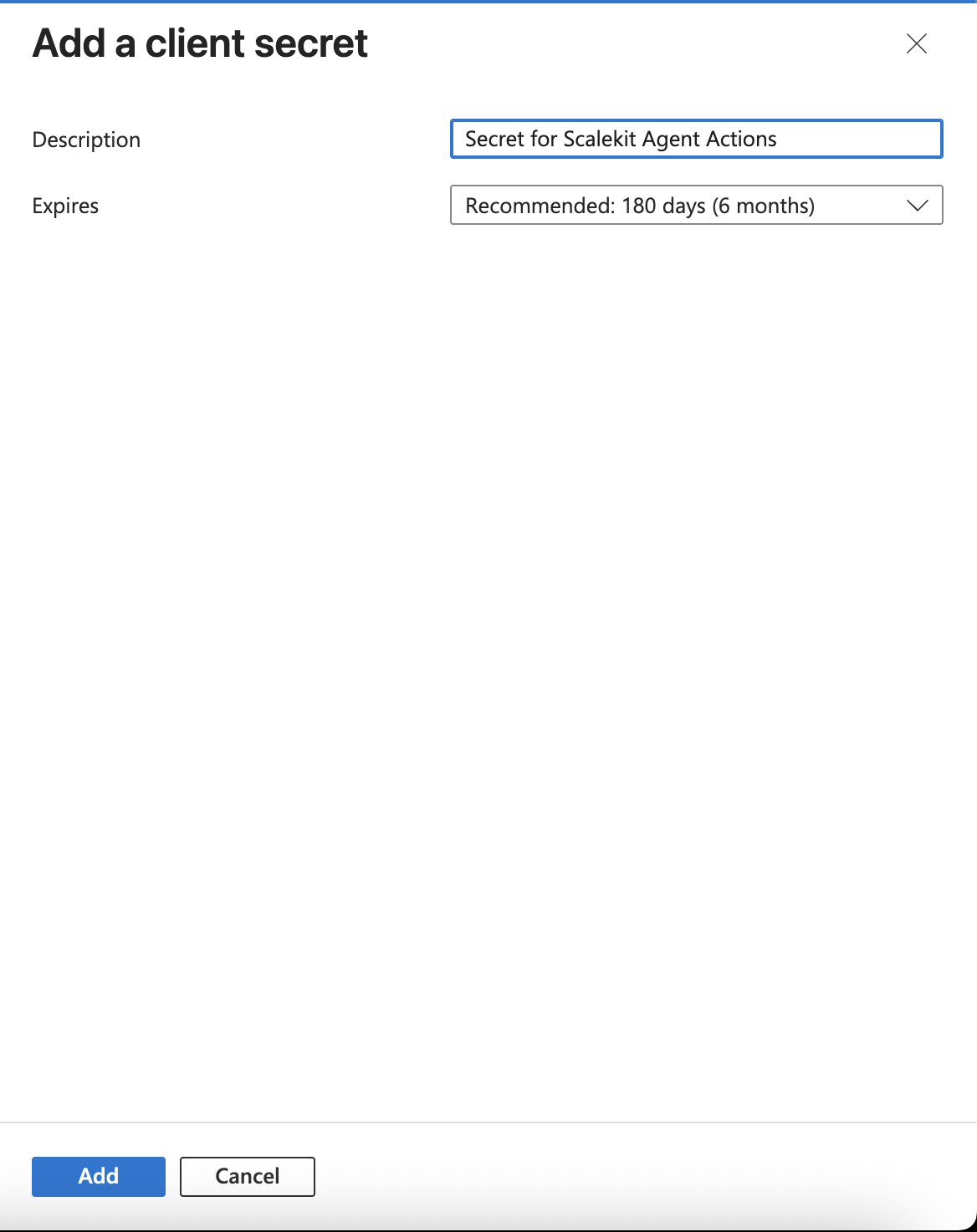 Add a client secret in Azure portal