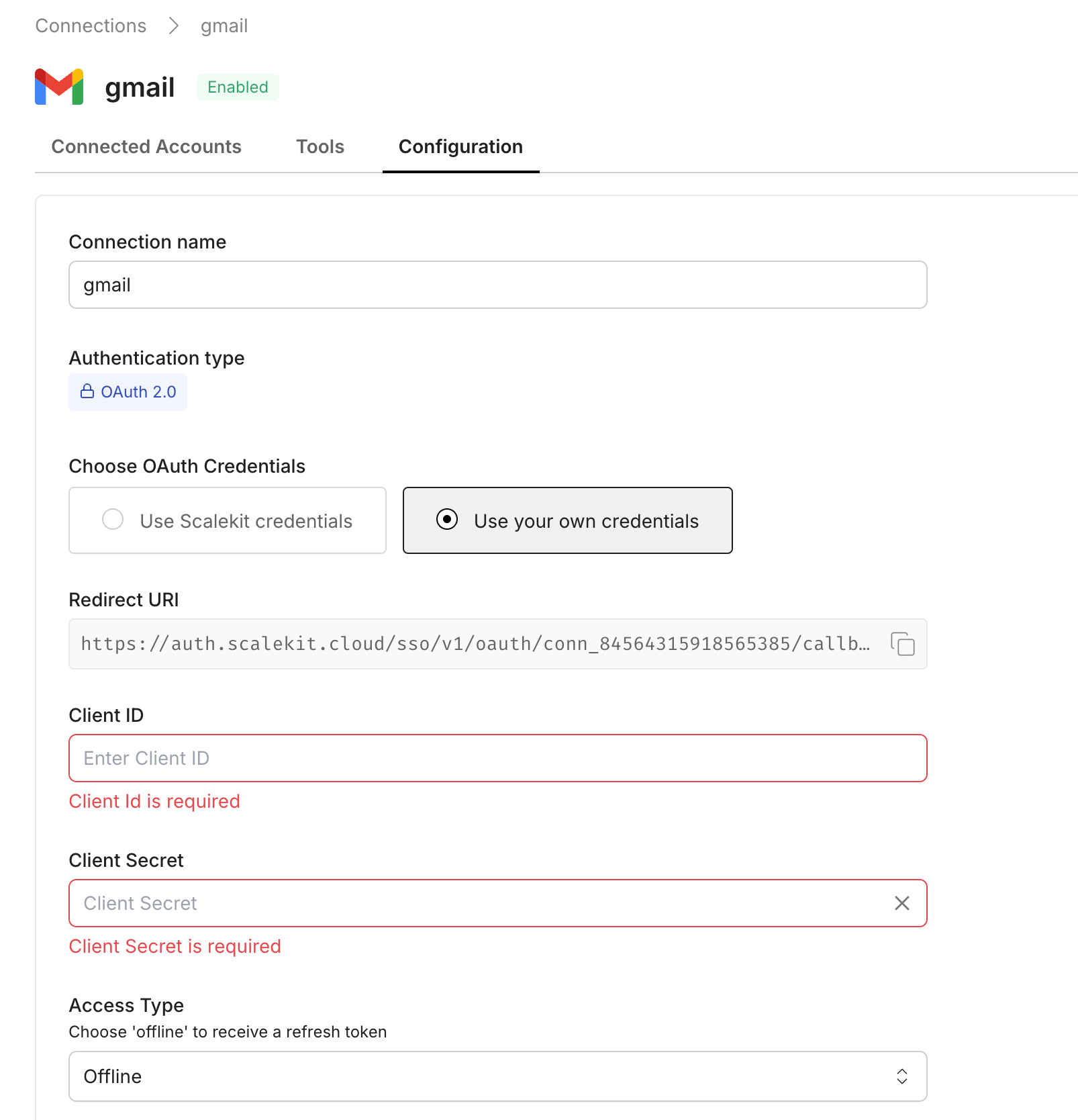 Bring your own Auth Credentials