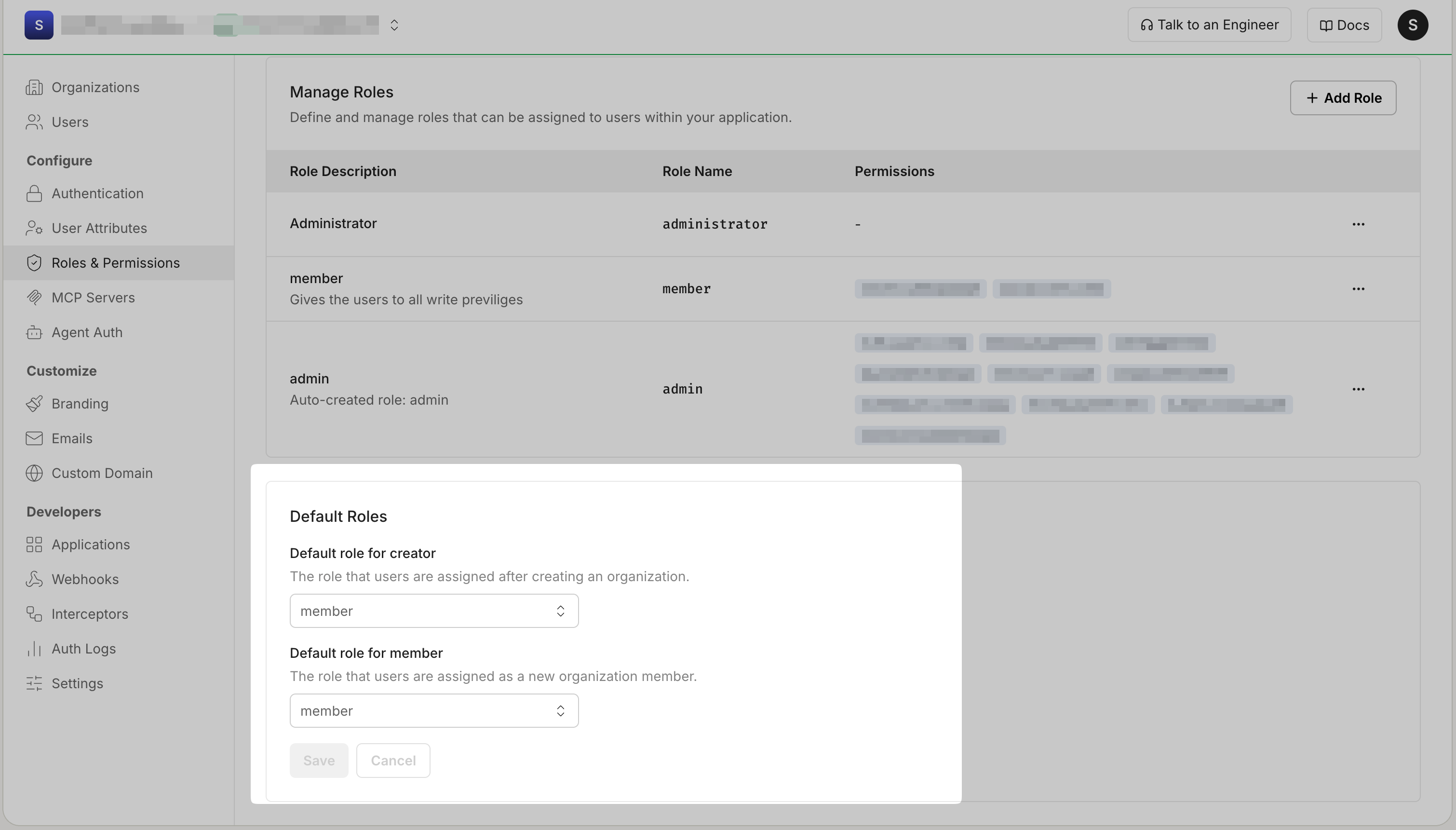 Scalekit default roles configuration for creators and members