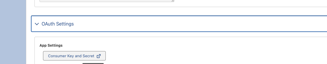 Consumer Key and Secret fields in External Client App OAuth Settings