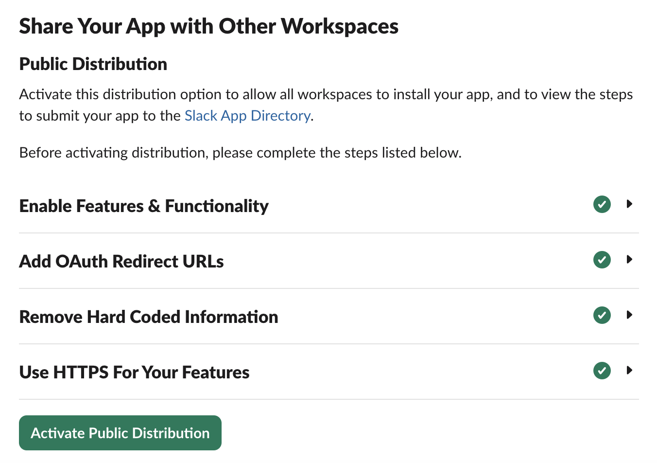 Enable Slack app distribution