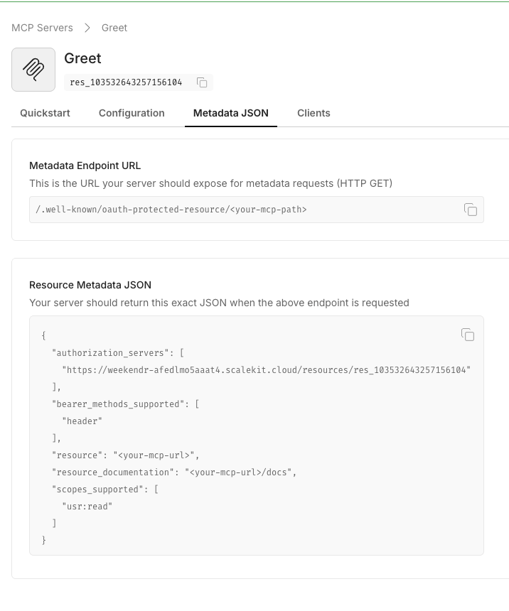 Greeting MCP Protected JSON