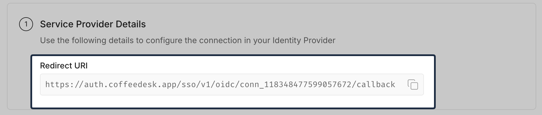 SSO Configuration Portal showing the JumpCloud OIDC Redirect URI