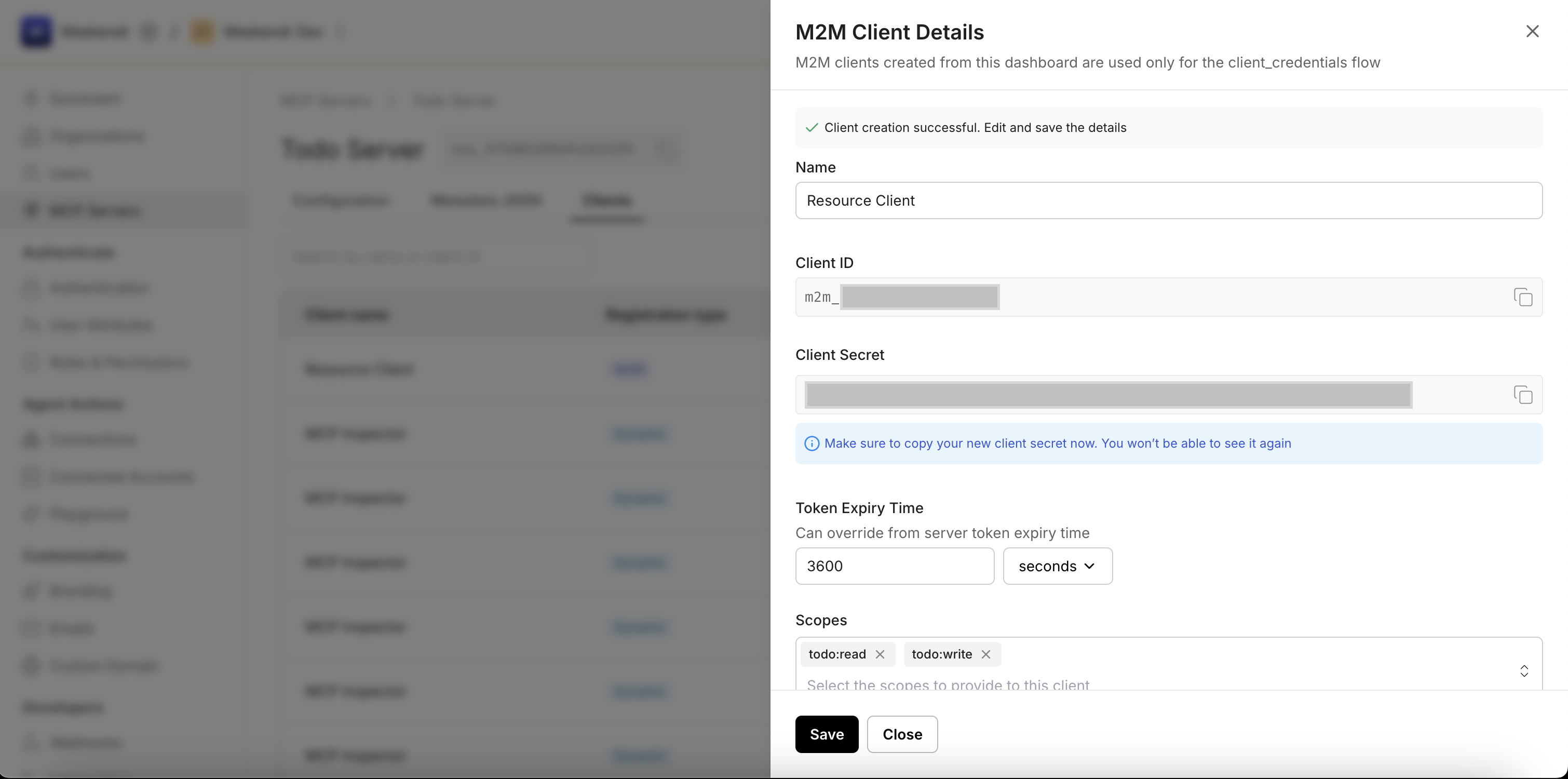 Client credentials