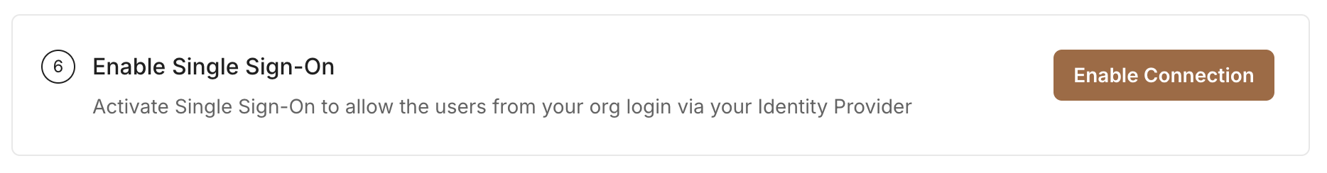 SSO Configuration Portal with Enable Connection button for Ping Identity OIDC