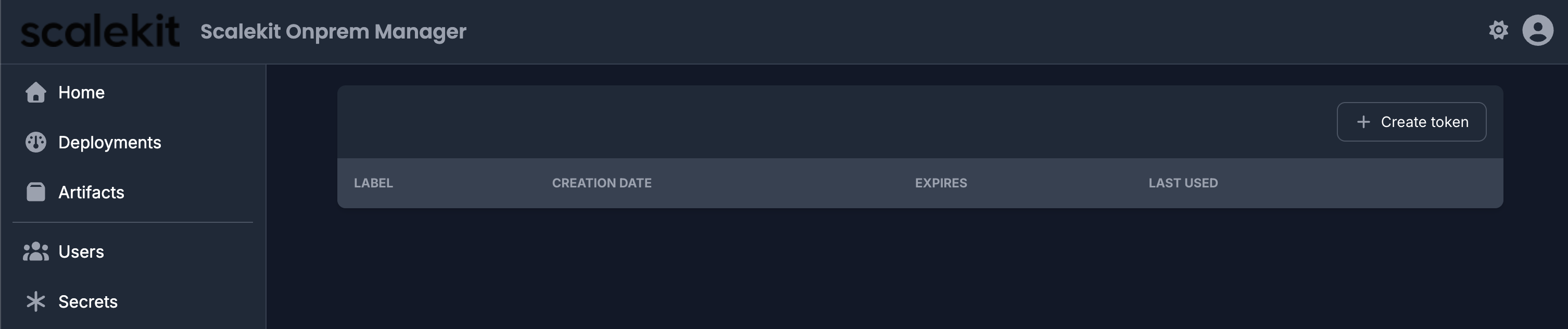 Personal Access Tokens page