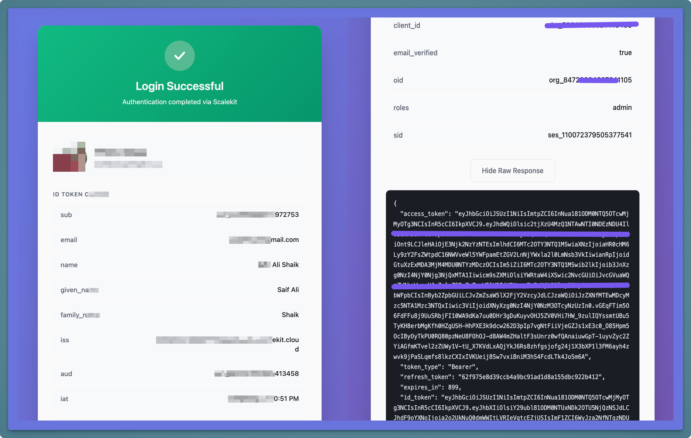 User profile details screenshot