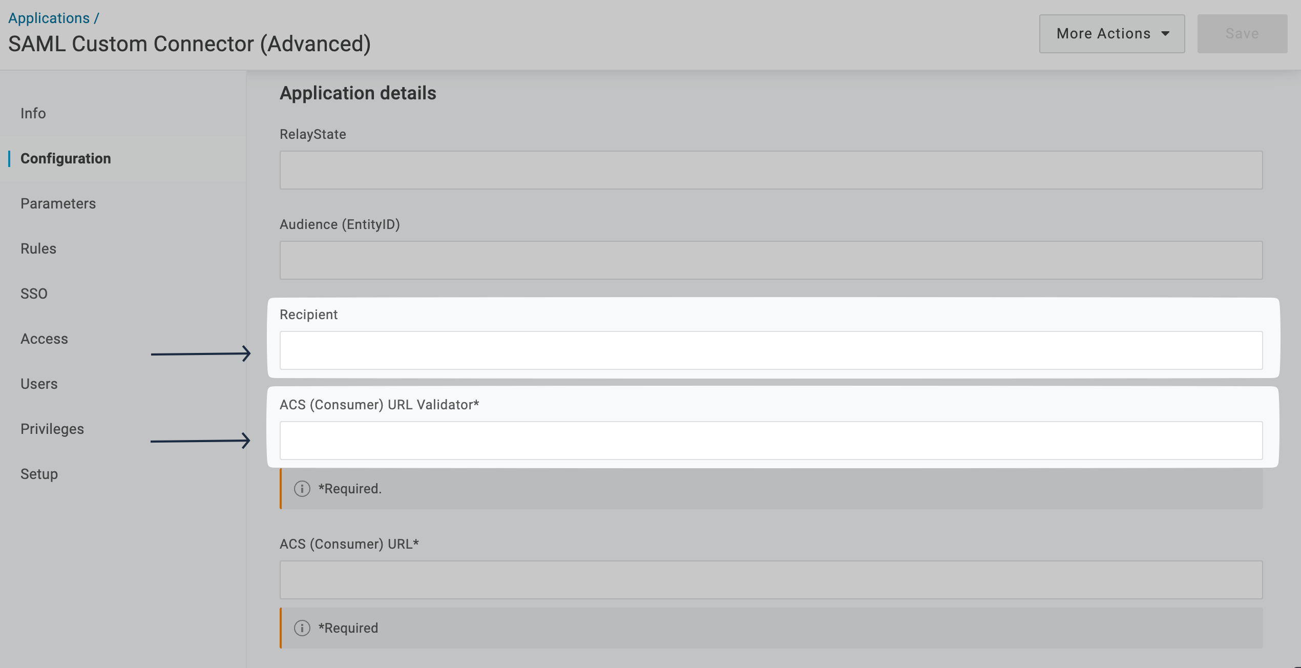 Paste it in Recipient, ACS URL Validator, and ACS(Consumer) URL fields on OneLogin Admin Portal