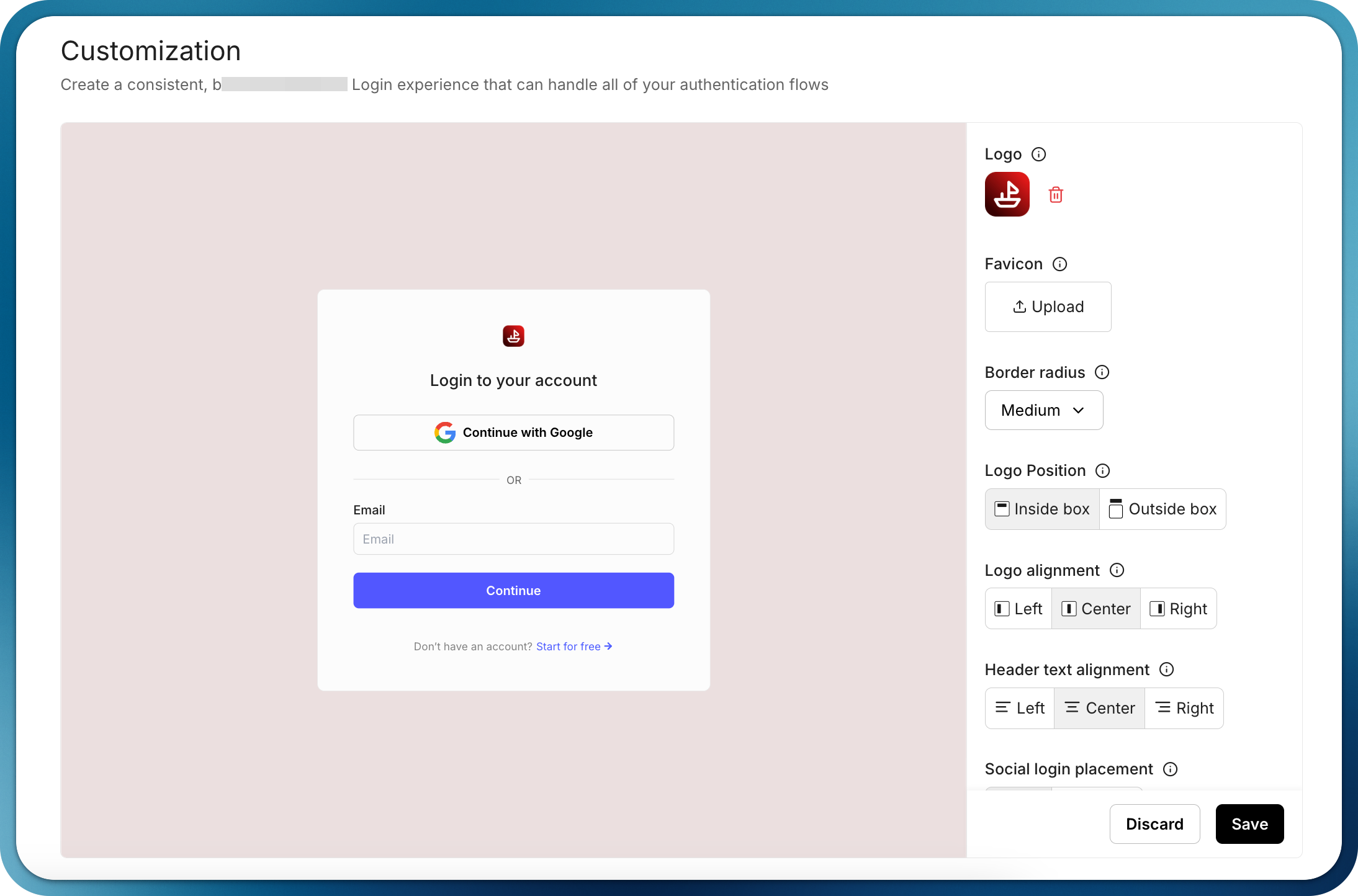 Customizing the login page in the Scalekit dashboard
