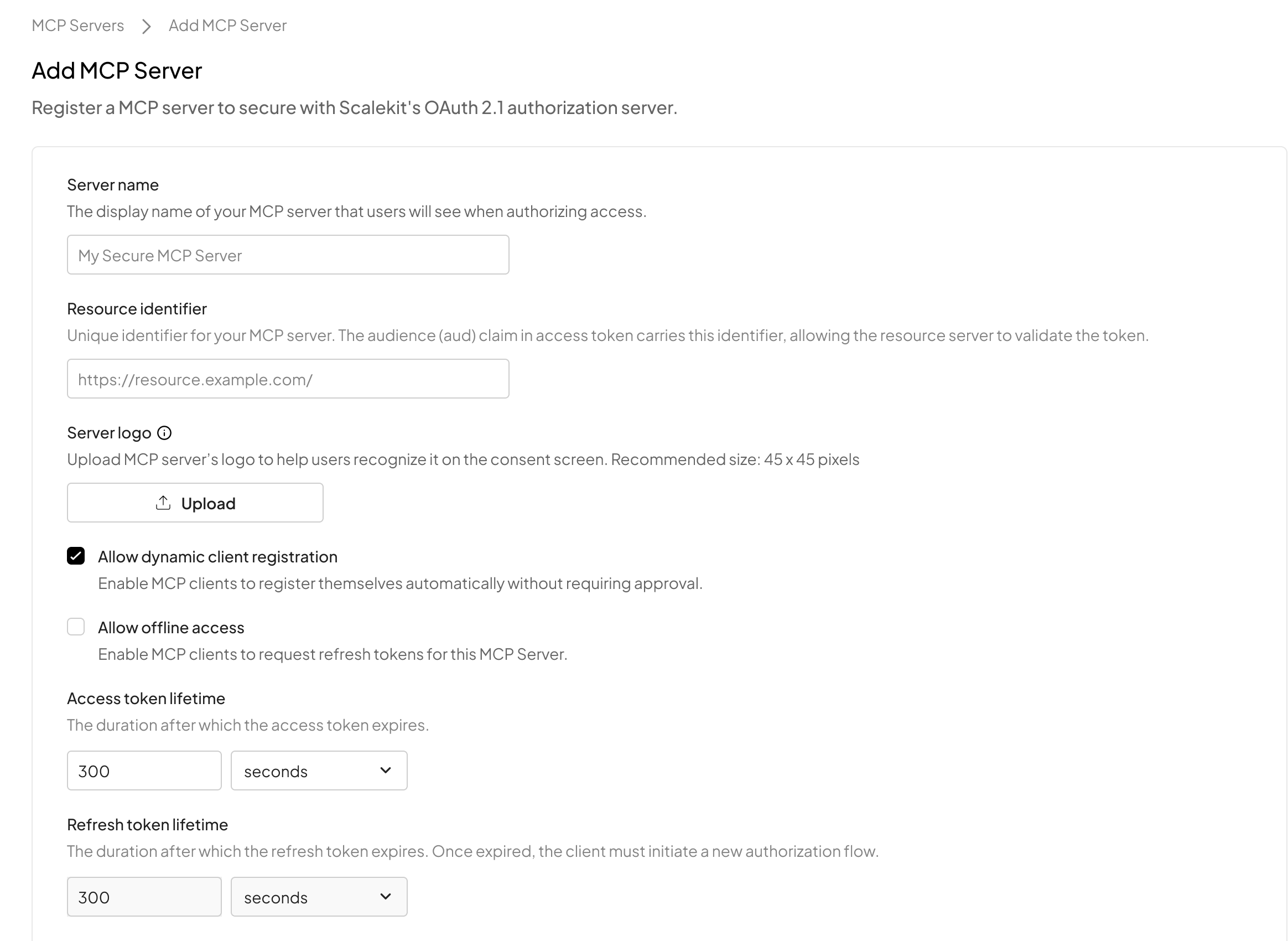 MCP server registration