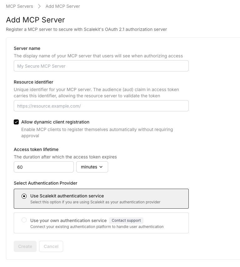 MCP server registration