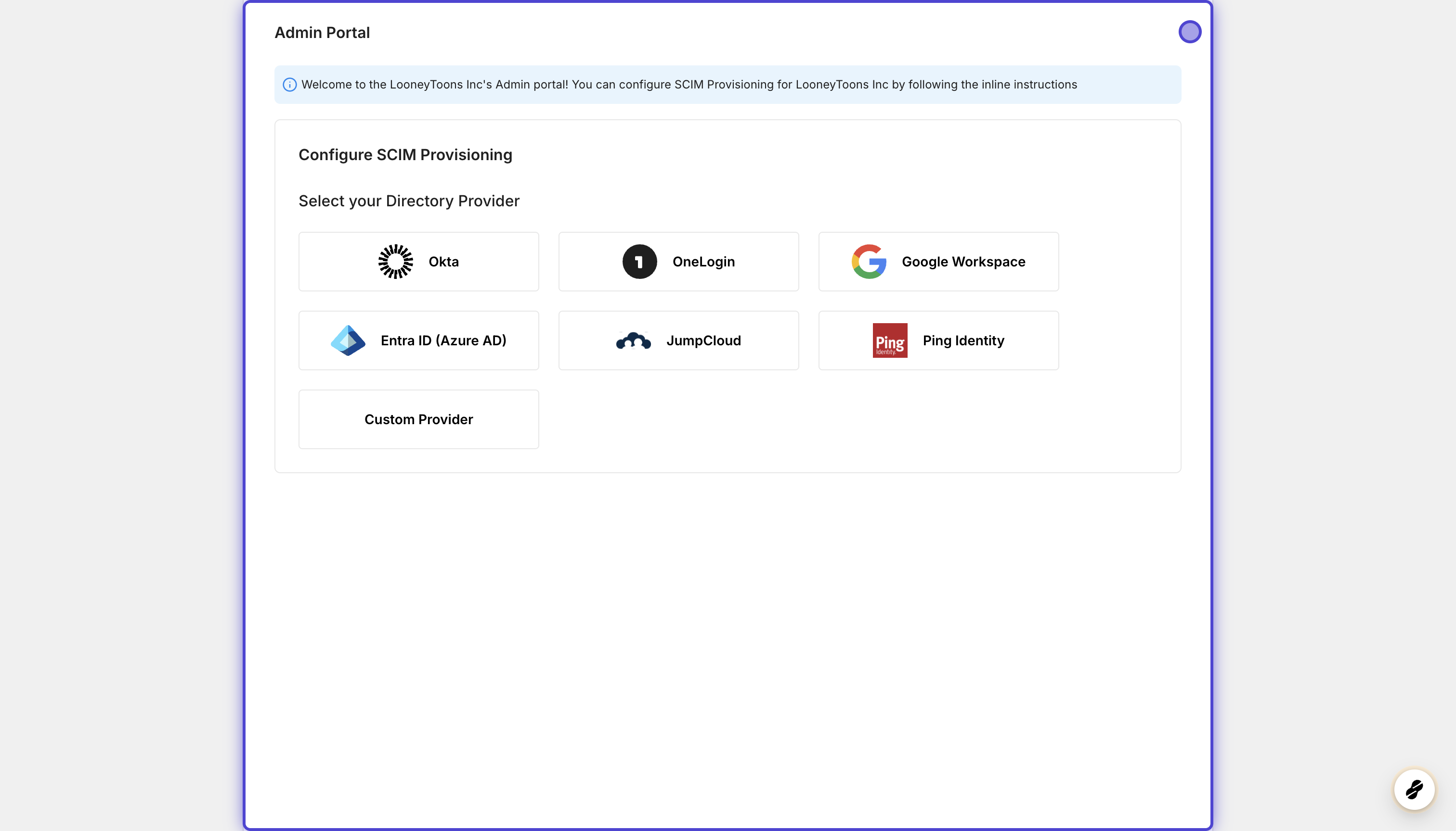 Directory Sync selection screen showing various integration options including Google Workspace