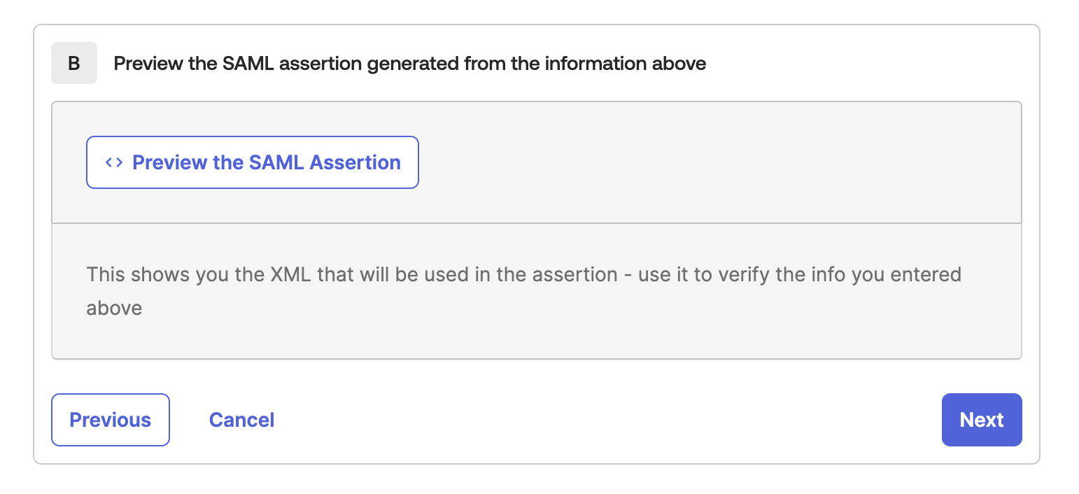 Preview SAML Assertion