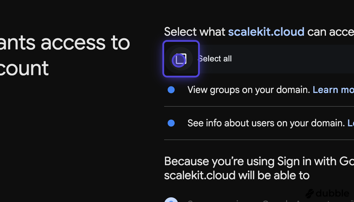 Permission request screen showing required access