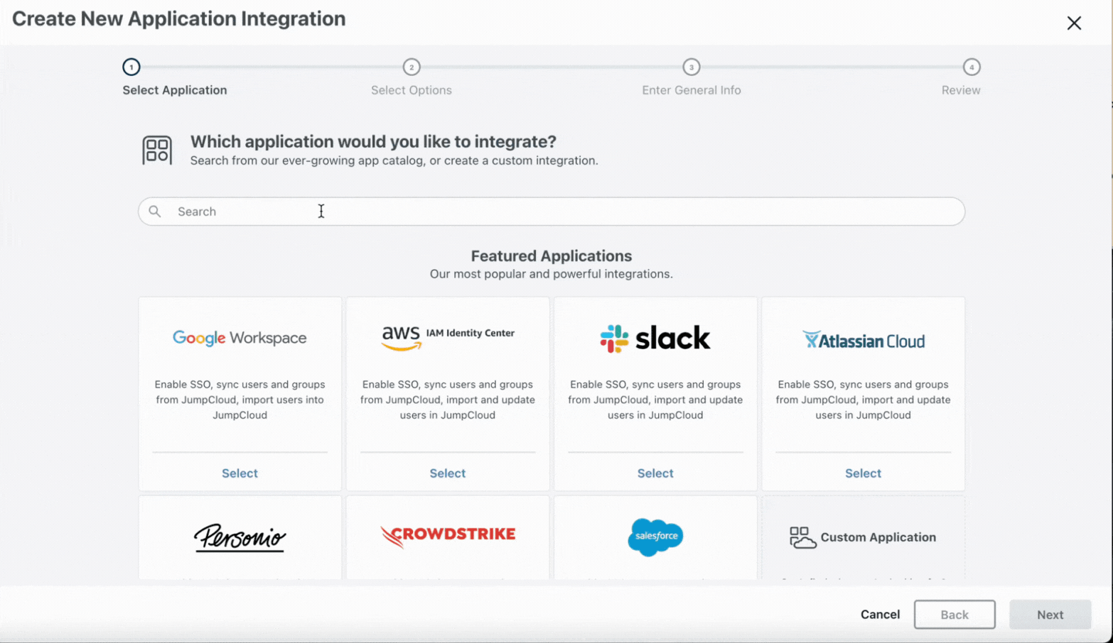 Create and save a new application
integration