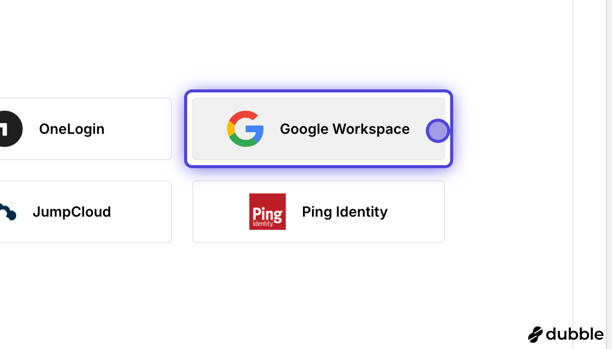 Google Workspace option selected from directory providers list