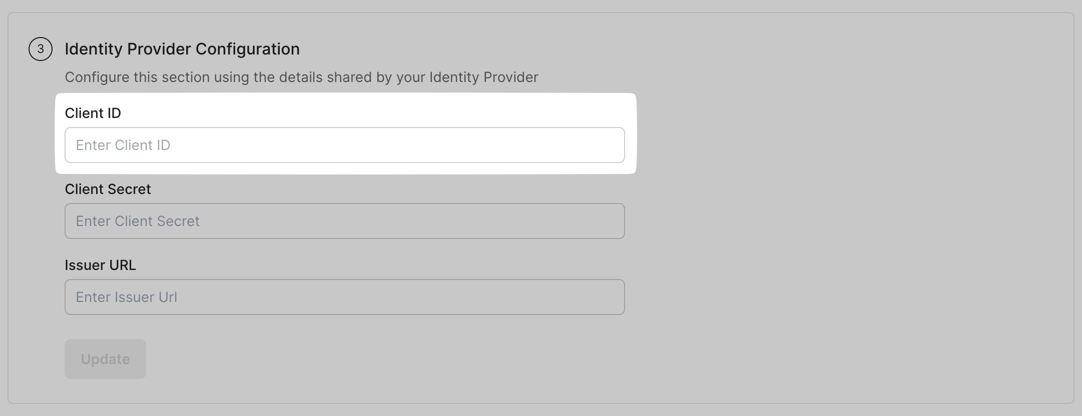 Enter copied Client ID in the SSO Configuration
Portal