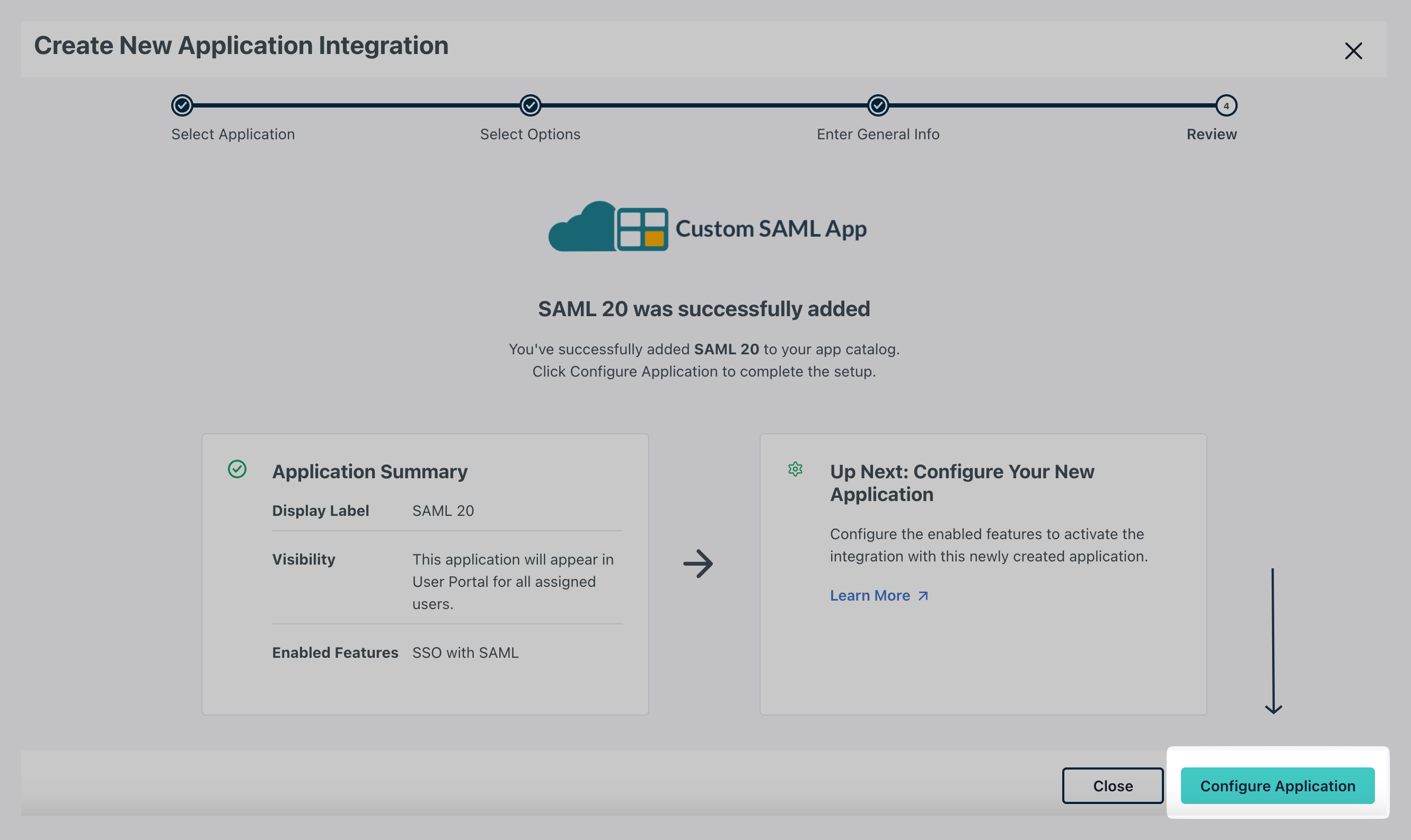 Click on Configure
application