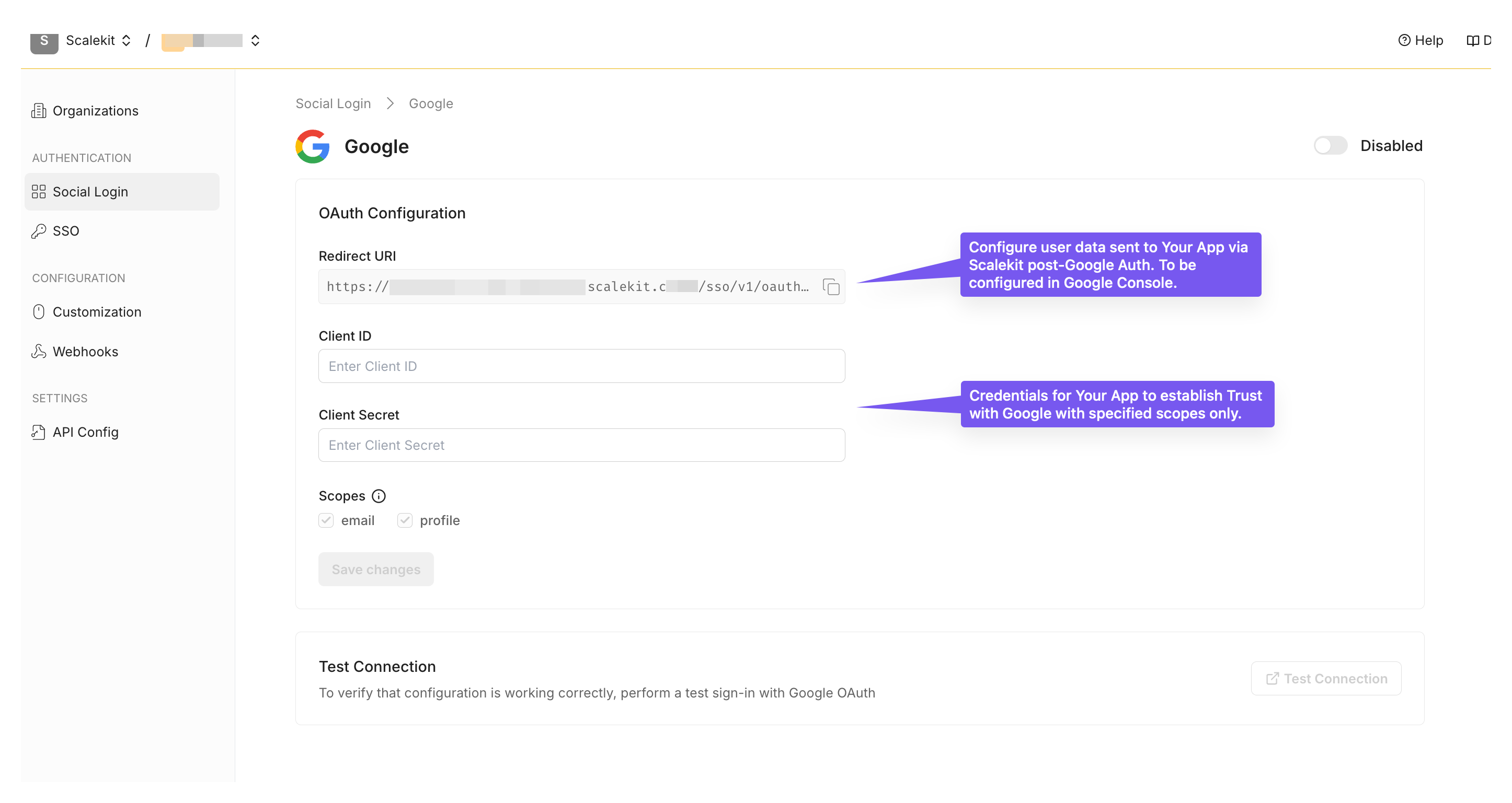 Configure OAuth settings