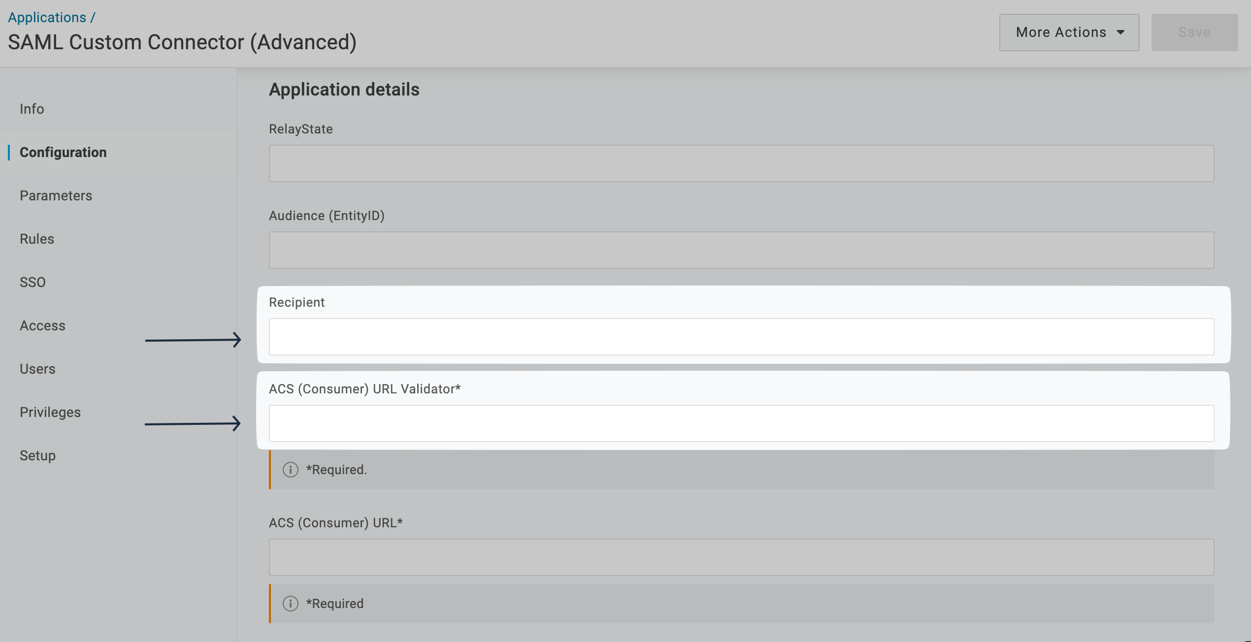 Paste it in Recipient, ACS URL Validator, and ACS(Consumer) URL fields on
OneLogin Admin Portal