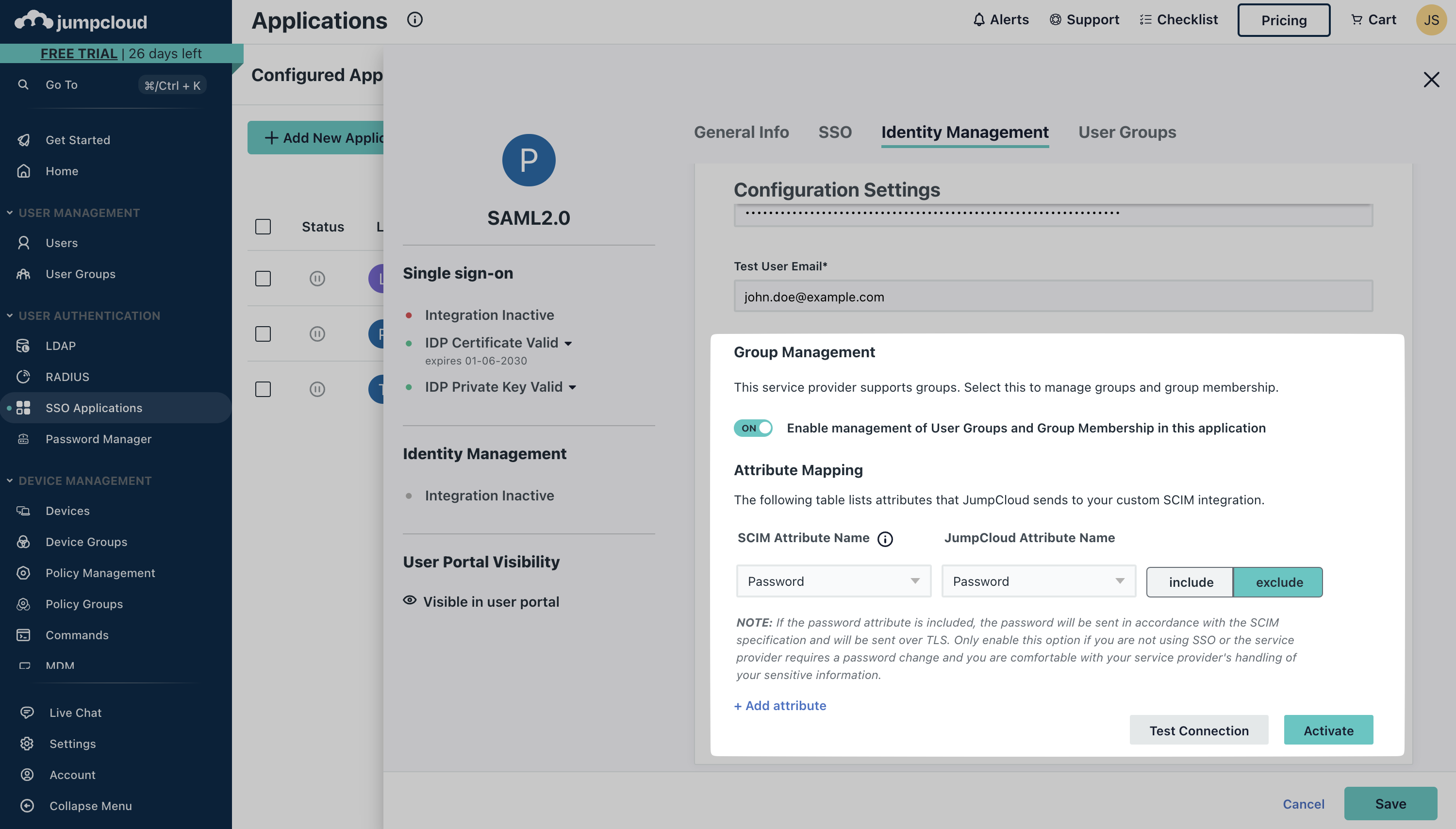 Provisioning
Settings