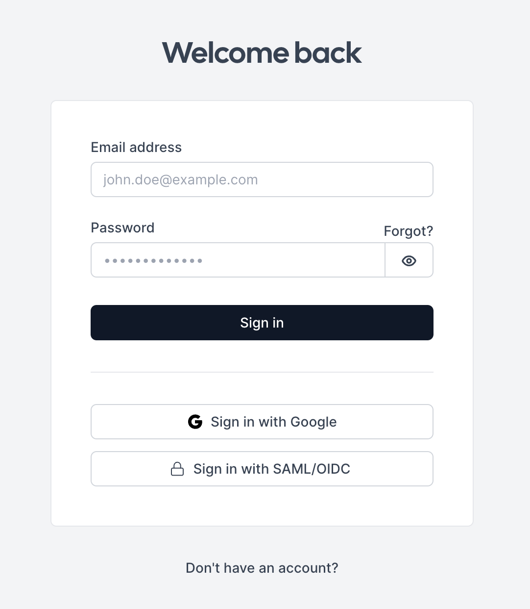 Explicit option for Login with
SSO